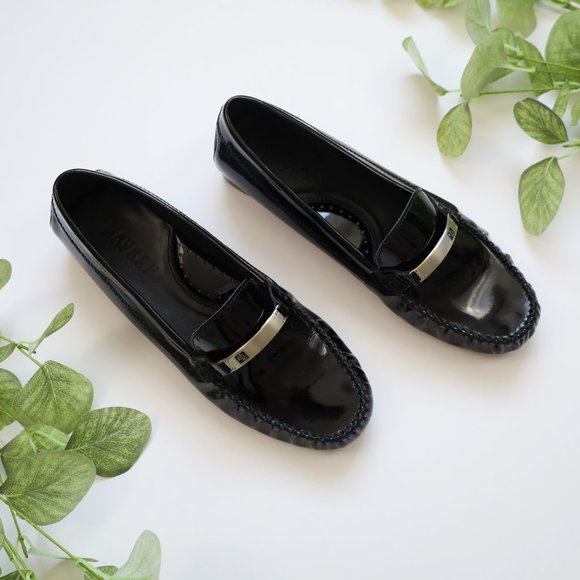RALPH LAUREN Size 7 Black Patent Leather Loafers flats New without tags - Picture 2 of 13